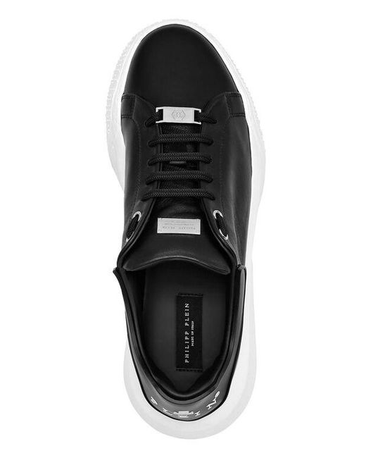 Philipp Plein Black Platform Laced Casual Sneakers for men
