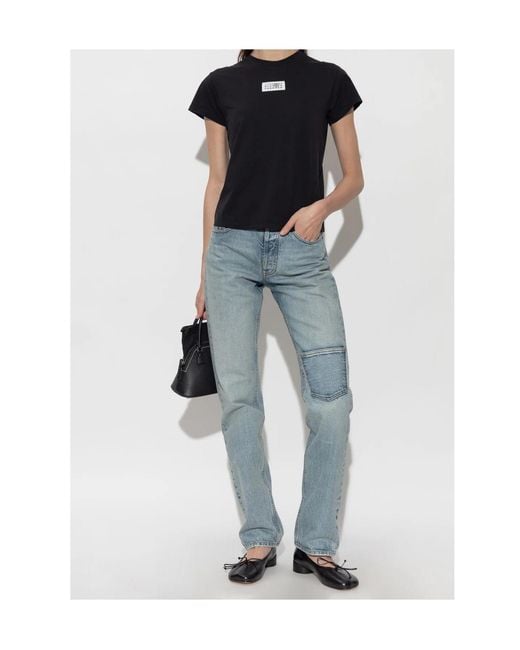 MM6 by Maison Margiela Black Numeric Logo T-Shirt