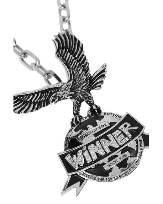 DSquared² White Logo Charm Necklace for men