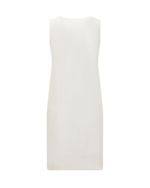 Jil Sander White Round Neck Sleeveless Shift Dress