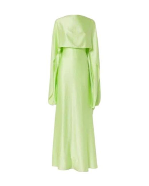 Roksanda Green Caped Satin Gown