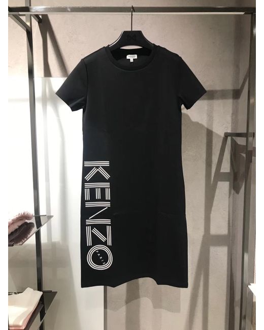 KENZO Black Logo Printed Dress