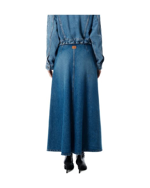 Alexander Wang Blue Logo Patch A-Line Denim Skirt