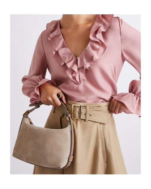 Marella Natural Compact Suede Bag
