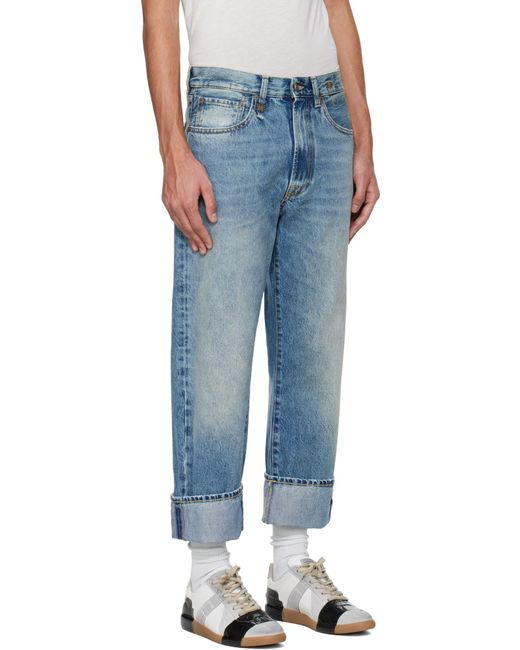 R13 Blue Rolled-Up Non-Stretch Jeans for men