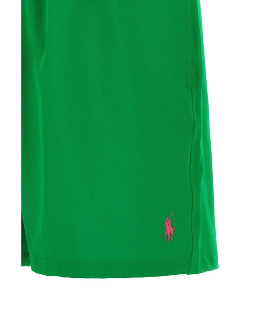 Ralph Lauren Green Polo Drawstring Swim Shorts for men
