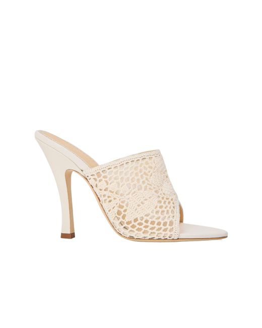 Magda Butrym White Crochet Heeled Mules