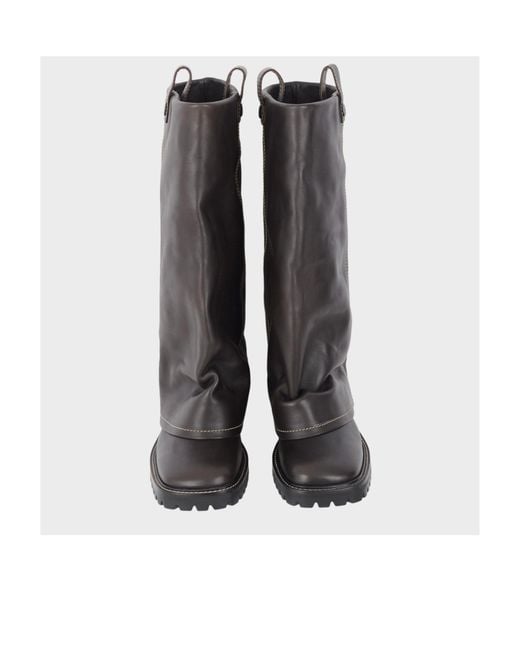 Acne Gray Round Toe Boots for men