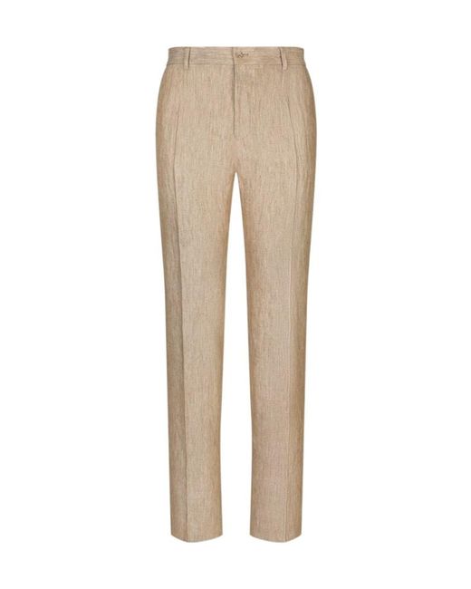 Dolce & Gabbana Natural Classic Linen Pants for men