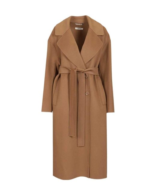Max Mara Brown 'S Heller Long Belted Double Breasted Coat