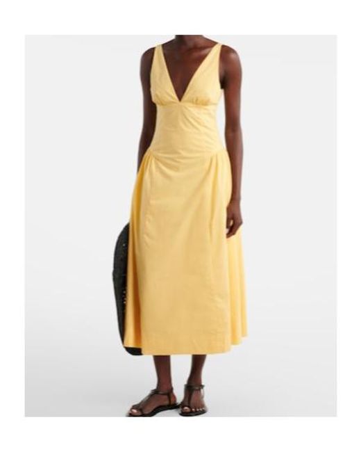 Posse Yellow Lindie Cotton Poplin Midi Dress