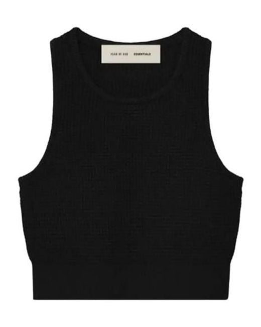Fear Of God Black Waffle Crop Performance Top