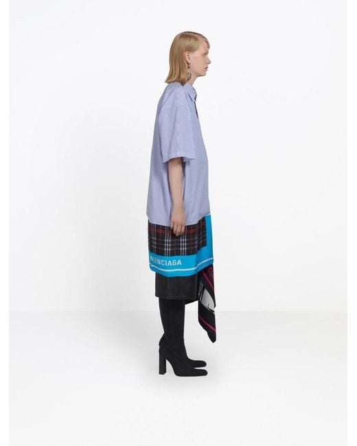 Balenciaga Blue Scarf Shirt Dress
