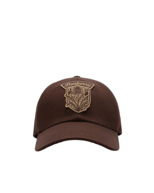 Burberry Brown Thistle Shield Gabardine Baseball Cap