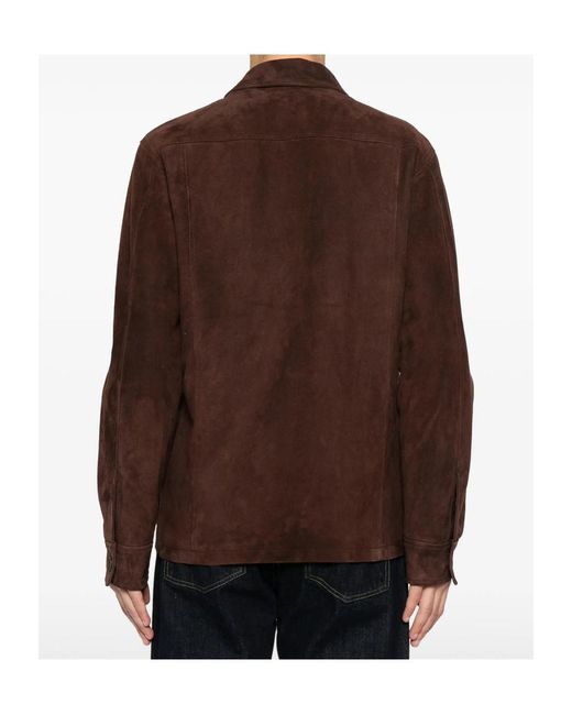 Tagliatore Brown Long-Sleeved Shirt Jacket for men