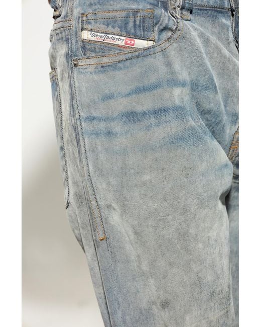 DIESEL Blue Logo Patch Straight Leg Jeans for men