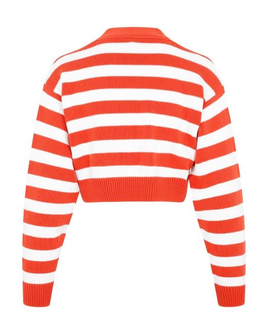 KENZO Red Striped Cropped Cardigan
