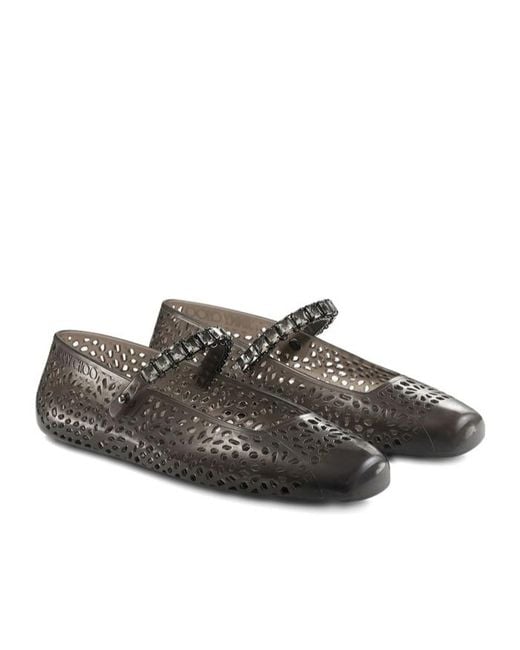 Jimmy Choo Black The Jelly Embellished Ballerina Flats