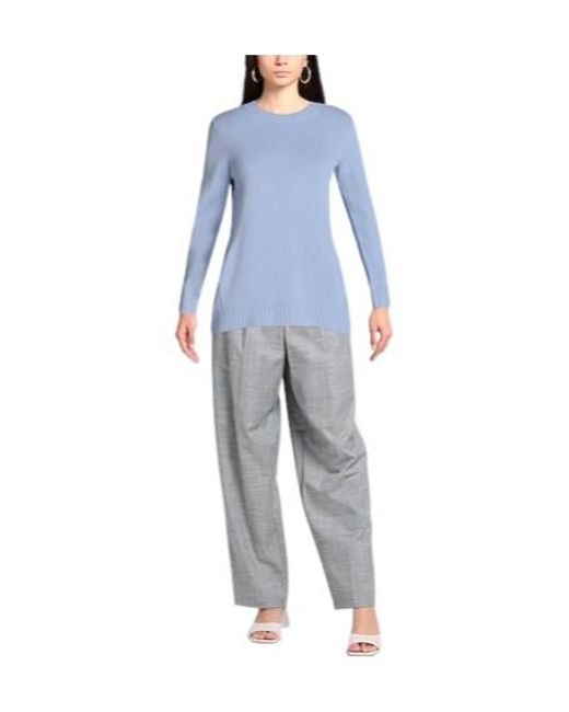 Max Mara Blue Solid Color Lightweight Cashmere Knit Sweater