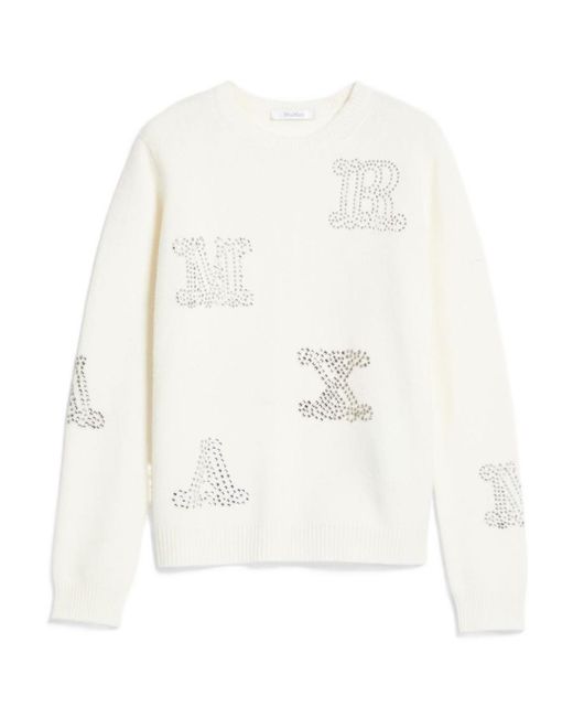 Max Mara White Cashmere Long-Sleeved Sweater