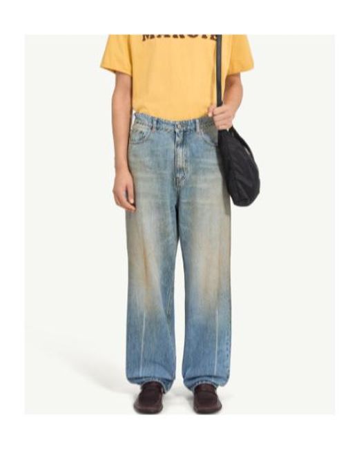MM6 by Maison Margiela Blue Logo Patch Straight-Leg Jeans for men