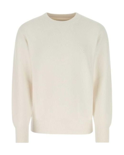 Prada White Cashmere Crew-Neck Sweater for men
