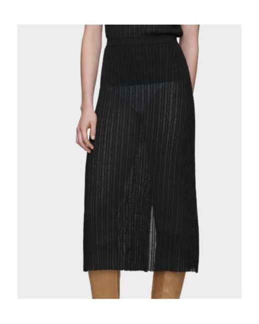 Maison Margiela Black Ribbed Knit Midi Skirt