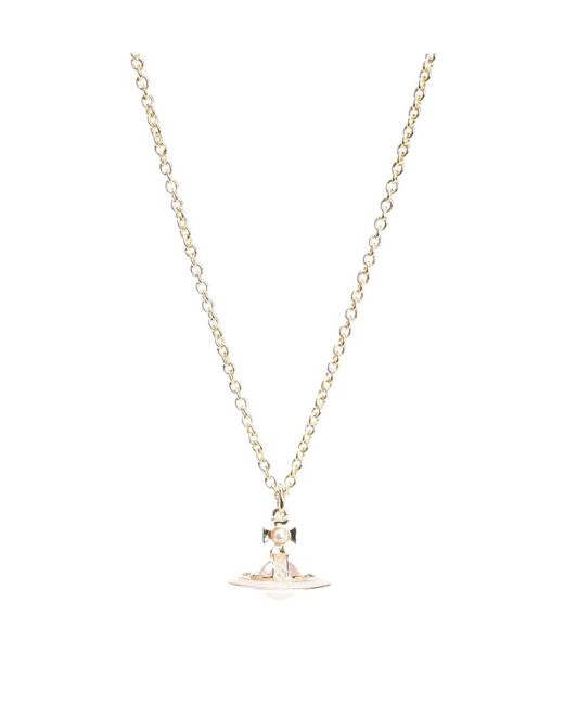 Vivienne Westwood White Orb Pendant Lobster Clasp Necklace