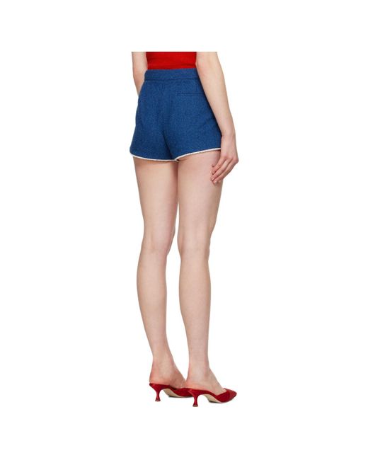 MSGM Blue Striped-Edge Mini Shorts