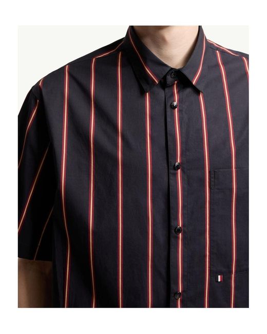 Moncler Purple Striped Cotton Short Sleeve Shirt for men