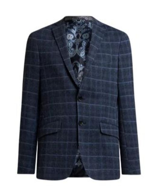 Etro Blue Single-Breasted Jacket With Check Motif for men