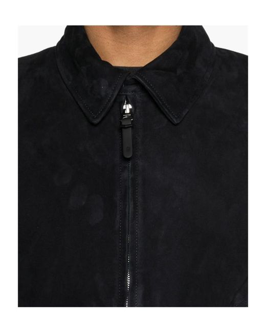 Mackage Black Zip Suede Bomber Jacket for men