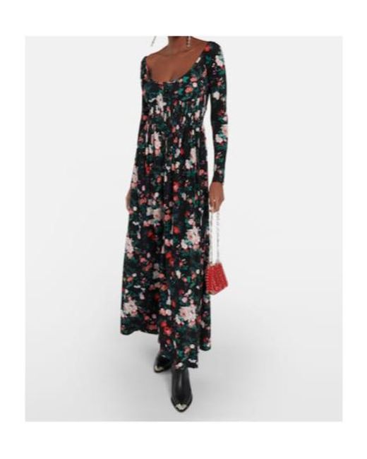Rabanne Black Floral Corset Maxi Dress
