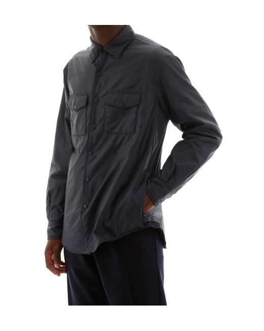 Aspesi Blue Chest-Pocketed Buttoned Shirt Jacket for men