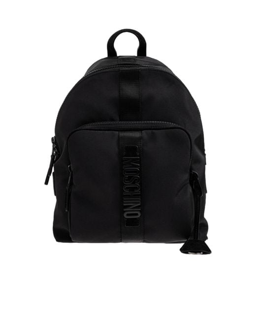 Moschino Black Logo Detailed Zipped Backpack for men