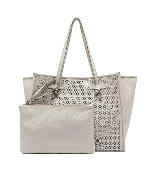 Gianni Chiarini Gray Marcella Laser-Cut Shoulder Bag