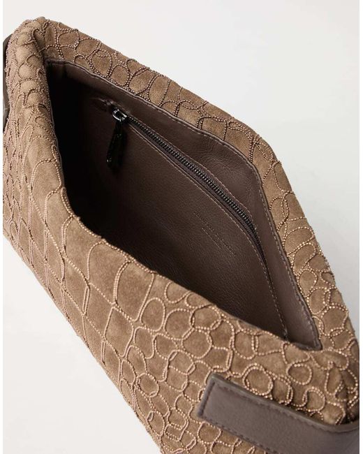 Brunello Cucinelli Brown Essence Embossed Clutch Bag