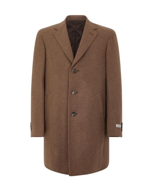 Canali Brown Single-Breasted Long Coat for men