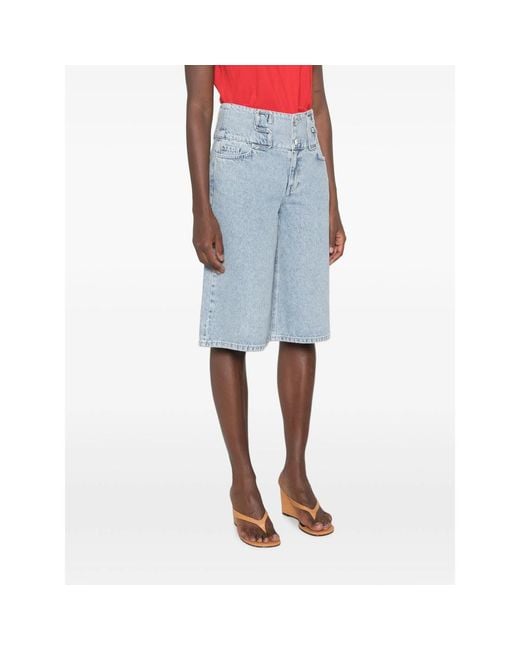 Stine Goya Blue Button-Up Denim Shorts