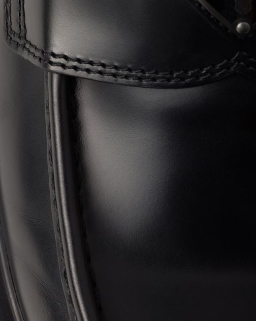 Prada Black Brushed Leather Loafers for men