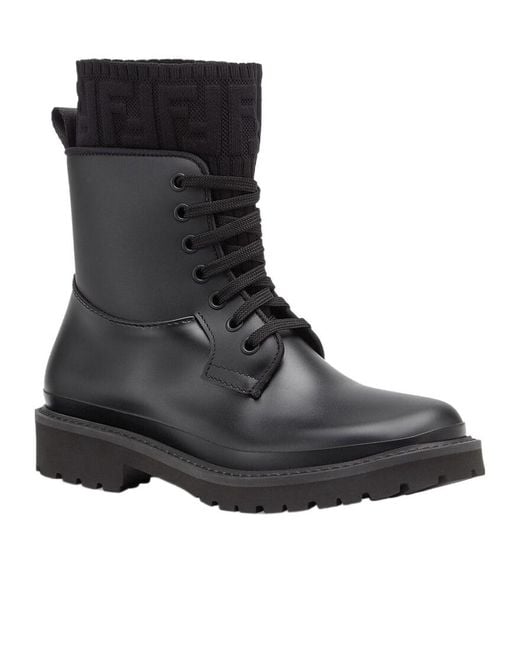 Fendi Black Rockoko Combat Boots
