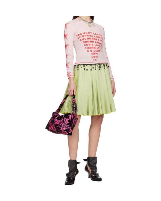 Chopova Lowena Pink Mesh Crew Neck Top