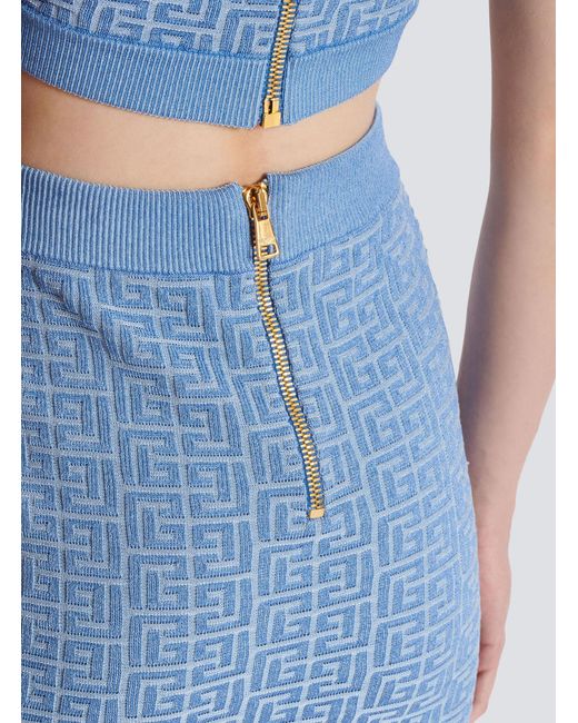 Balmain Blue Knit Short Skirt