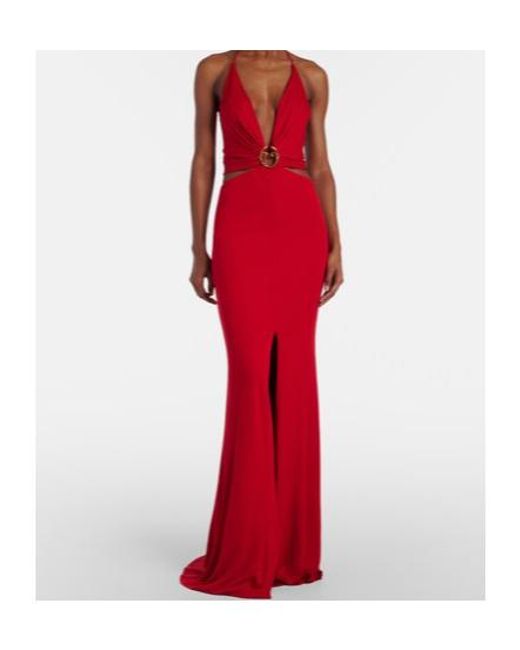 Roberto Cavalli Red Open-Back Gown