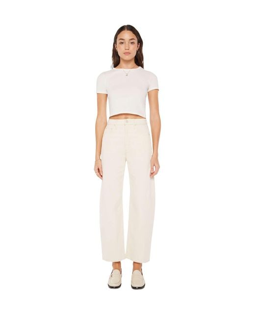 Mother White The Half Pipe Ankle Wide-Leg Jeans