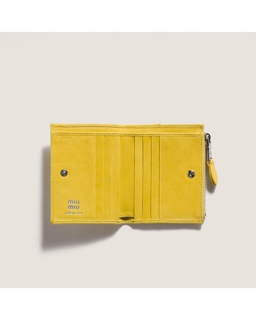 Miu Miu Yellow Small Leather Wallet