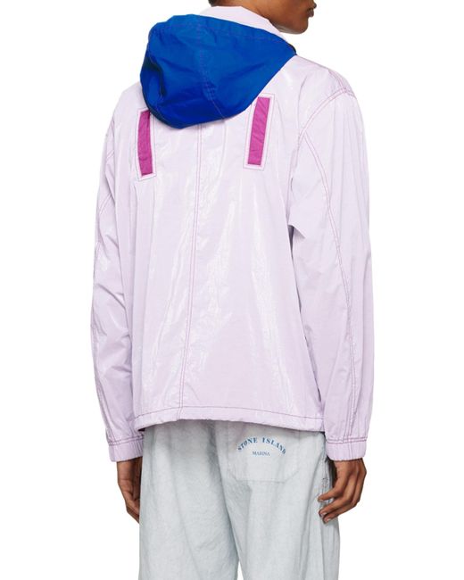 Stone Island Blue Marina Logo-Print Hooded Jacket for men
