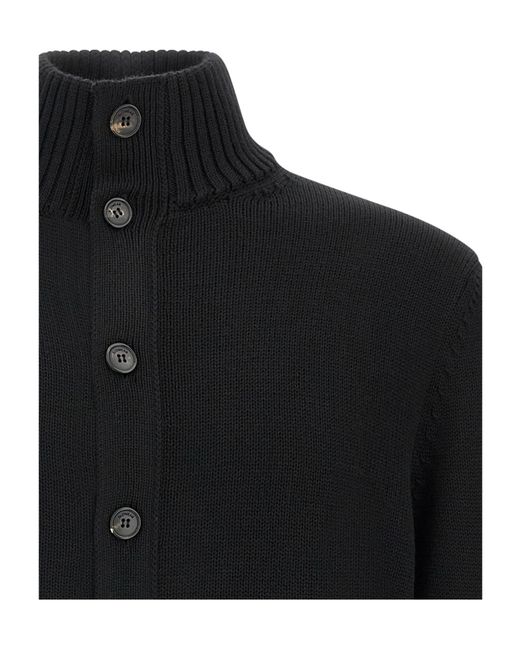 Zanone Black Chioto High-Neck Cardigan for men