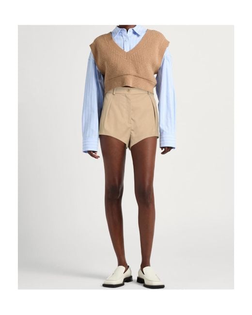 Sportmax Natural Pleated Detail Shorts