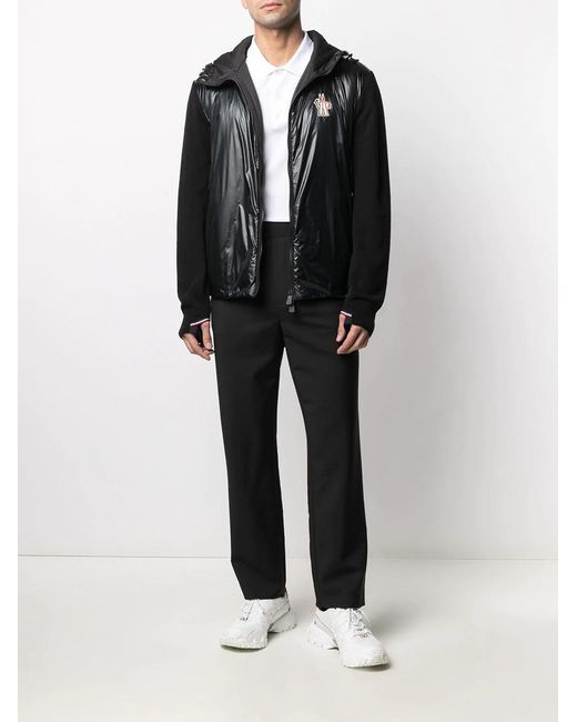 Moncler Black Hooded Plaid Jacket for men